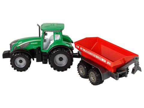 Zielony Traktor z Czerwoną Przyczepką Napęd Frykcyjny