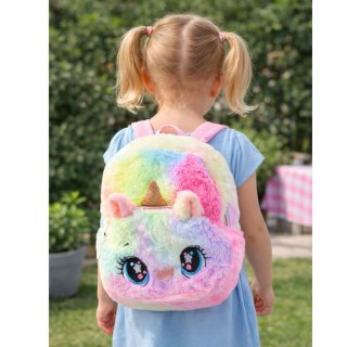 Plecak Dziecięcy Pluszowy Jednorożec Tęczowy Kolorowy 20cm 3L