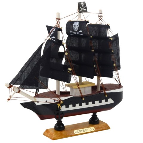 Model Kolekcjonerski Dekoracyjny Statek Żaglowiec Piracki Czarny 20x20cm