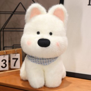 Pluszowa Maskotka Przytulanka Piesek Z Niebieską Chustą Biały 33cm
