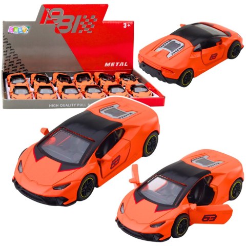 Samochód Sportowy Napęd Pull Back Metalowy Pomarańczowy 1:43