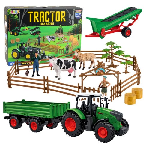 Zestaw Rolniczy Traktor z Przyczepą Zwierzęta Farmerzy Farma 45 el.