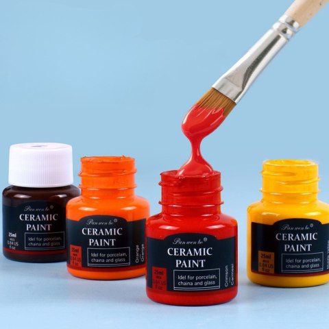Zestaw Farb Ceramicznych Do Porcelany Szkła Ceramiki Pędzelek 12 szt. 25 ml