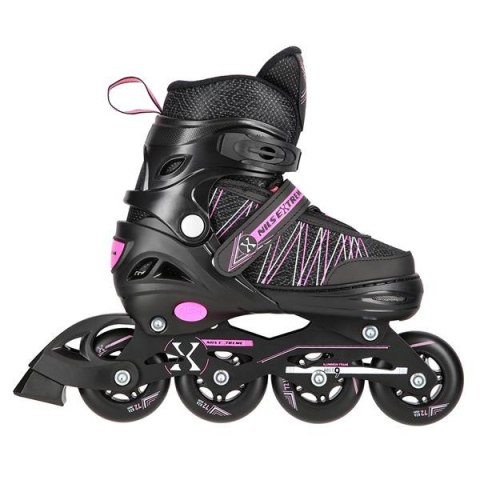 NH11912 A 2w1 BLACK/PINK ROZM. S(31-34) ŁYŻWOROLKI Z WYM. PŁ. HOKEJOWĄ NILS EXTREME