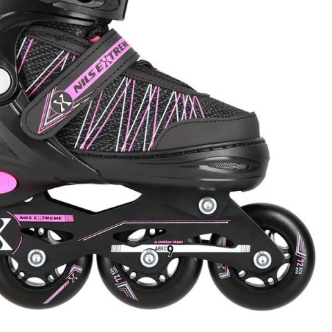 NH11912 A 2w1 BLACK/PINK ROZM. S(31-34) ŁYŻWOROLKI Z WYM. PŁ. HOKEJOWĄ NILS EXTREME