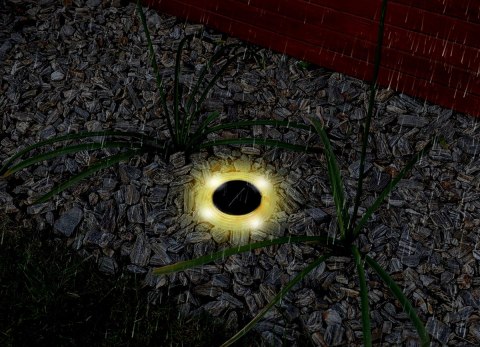 LAMPA SOLARNA DYSKOWA 28 LED DO WBICIA W GRUNT LUB MONTAŻU NA ŚCIANIE