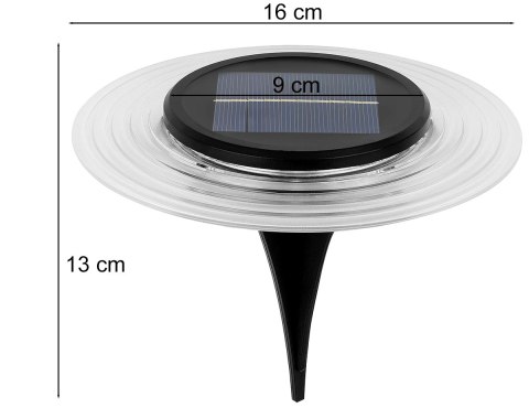 LAMPA SOLARNA DYSKOWA 28 LED DO WBICIA W GRUNT LUB MONTAŻU NA ŚCIANIE