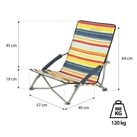 NC3035 KRZESŁO PLAŻOWE NIEBIESKO-ŻÓŁTE NILS