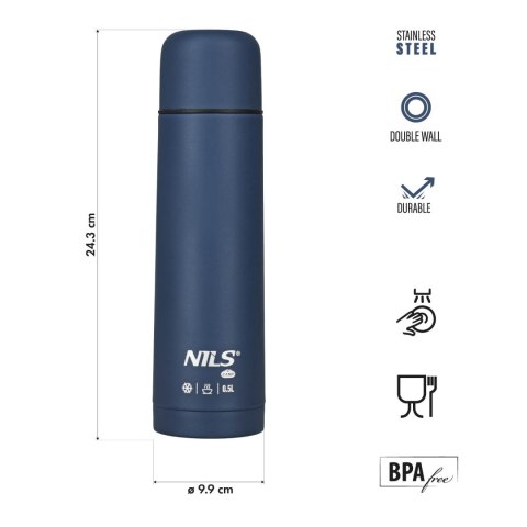 NC3803 TERMOS TURYSTYCZNY 500 ML NIEBIESKI NILS CAMP