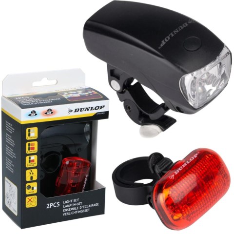 ZESTAW LAMP ROWEROWYCH LED PRZÓD TYŁ DUNLOP
