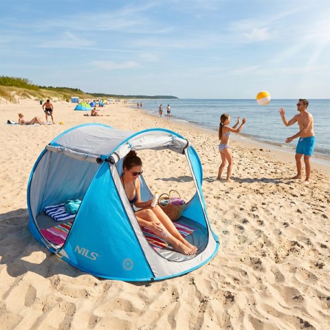 NC3043 NIEBIESKI NAMIOT PLAŻOWY SAMOROZKŁADAJĄCY NILS